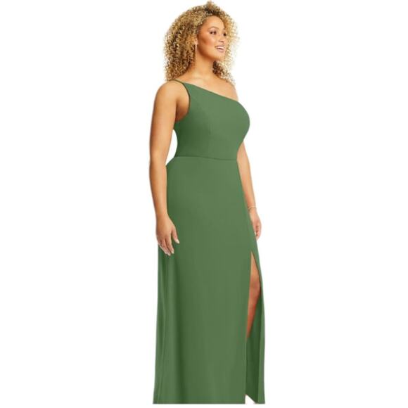 After Six Vineyard Green One-Shoulder Trumpet Gown Size 10 NWOT $187 MSRP - Picture 3 of 10